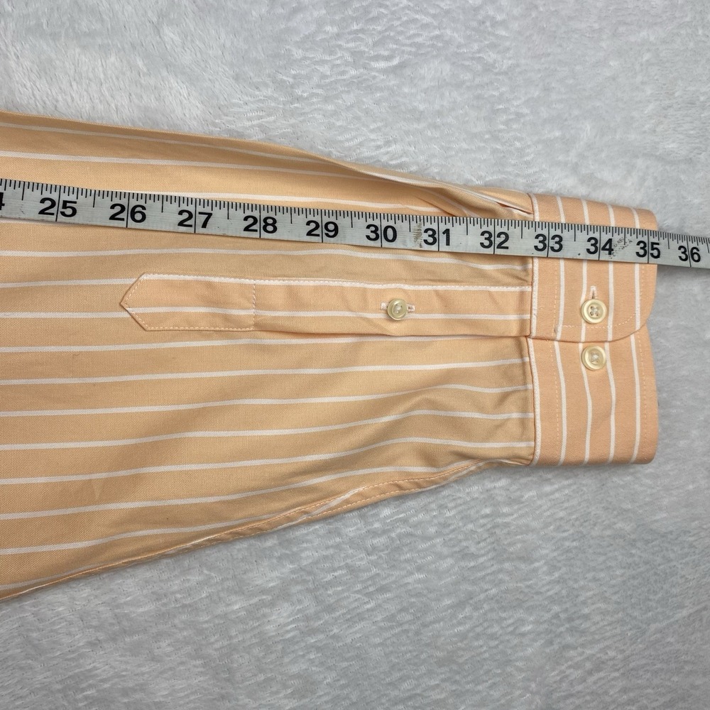 Hunt Club Dress Shirt Men's 16.5-34/35 Canteloupe Striped 2-Ply Cotton - Picture 8 of 9